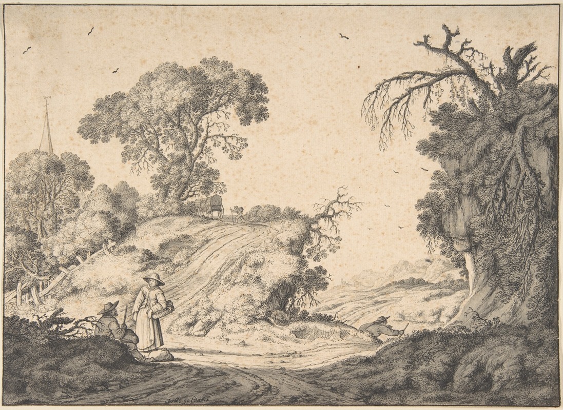 Peasant Couple in an Extensive Landscape — Johannes Goedaert