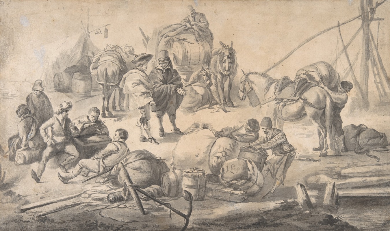Figures at a Quayside by Johannes Lingelbach — digital art print download