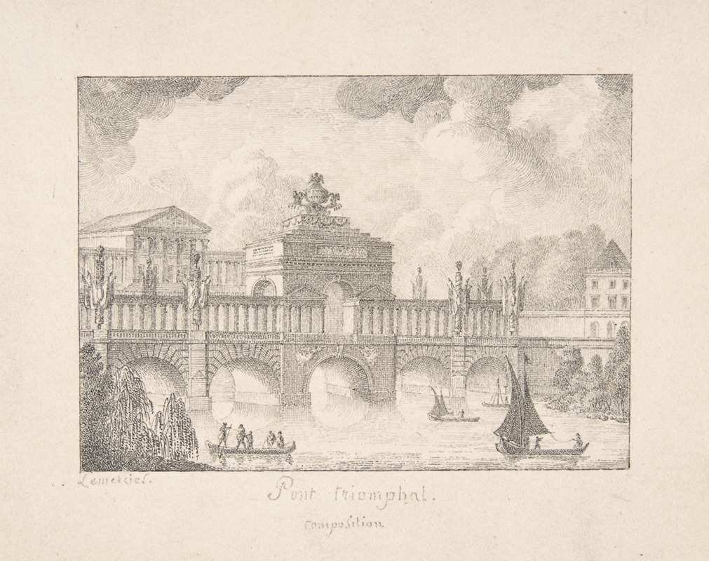 Design for a Triumphal Bridge by Joseph Rose Lemercier — digital art print download