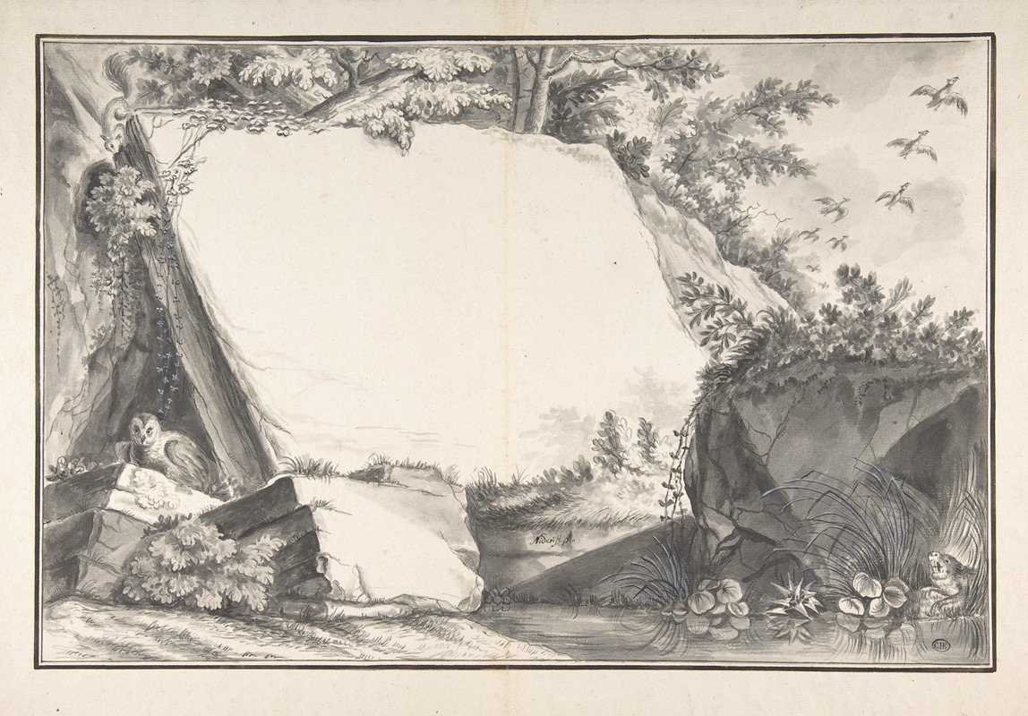 Design for a Title Page; Rocks and Animals by Joseph Martin Nideröst — digital art print download