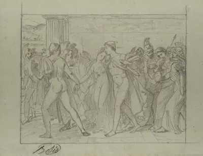 Composition Study for 'Castor and Pollux Freeing Helen' by Joseph-Ferdinand Lancrenon, 1817 — digital art print download