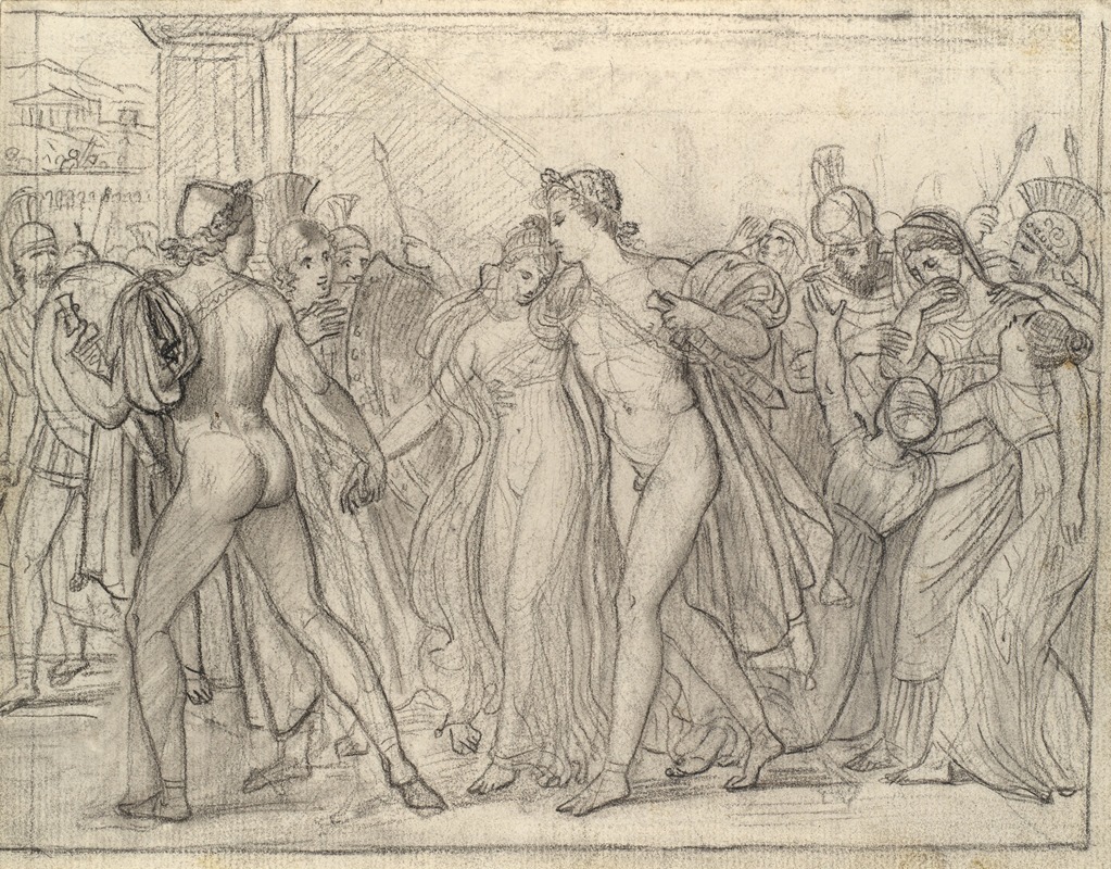 Composition Study for 'Castor and Pollux Freeing Helen' by Joseph-Ferdinand Lancrenon, 1817 — digital art print download