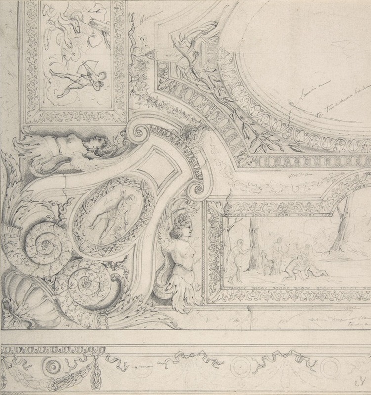 Design for Ceiling at Fontainebleau by Жюль-Эдмон-Шарль Лашаиз — digital art print download