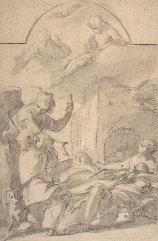 St. Roch Interceding before the Holy Trinity for Plague Victims by Laurent de la Hyre — digital art print download