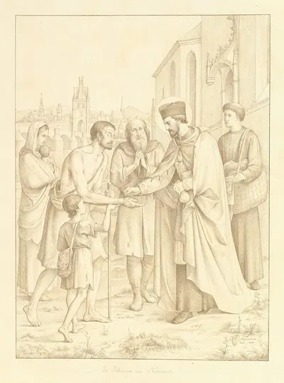 Saint Johannes Nepomuk Distributing Alms by Leopold Kupelwieser, 1828 — digital art print download