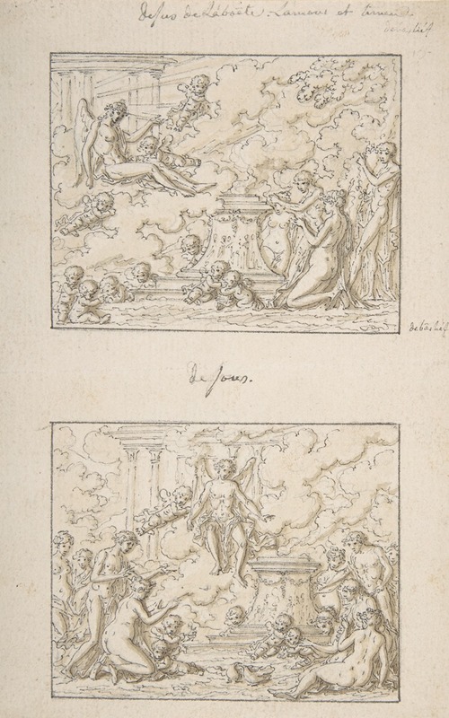 Designs for the Top and Bottom of a Small Rectangular Box by Louis-Felix de La Rue — digital art print download