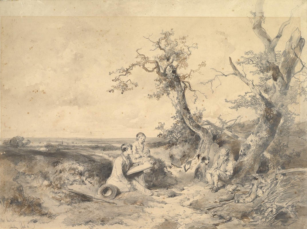 Landscape with an Artist Sketching — Мари тен Кат