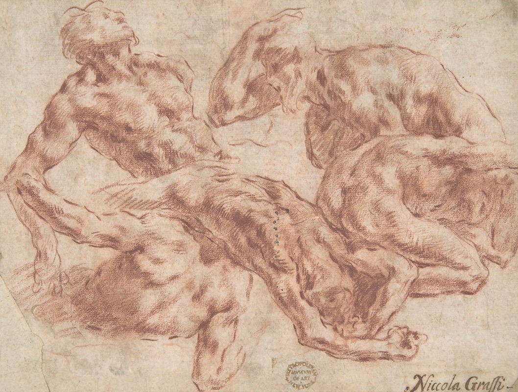 Studies of Nude Men by Nicola Grassi, 1682–1750 — digital art print download