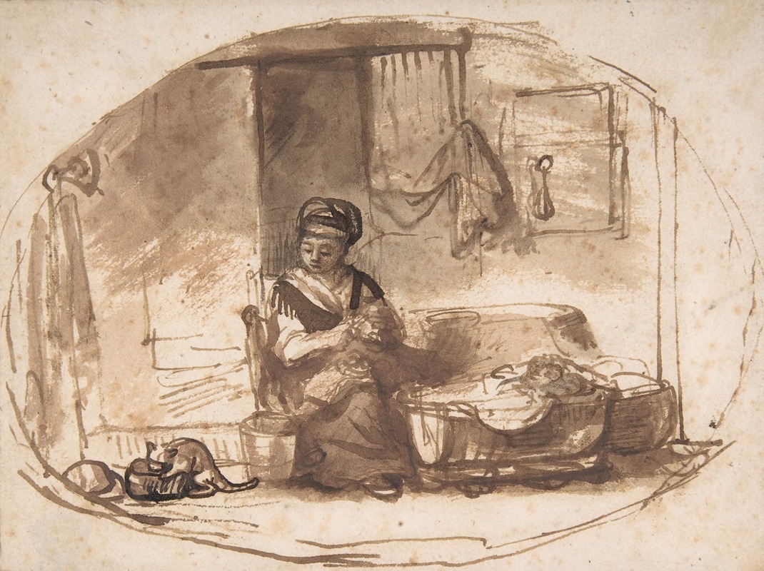 The Young Mother by Николаес Маес — digital art print download