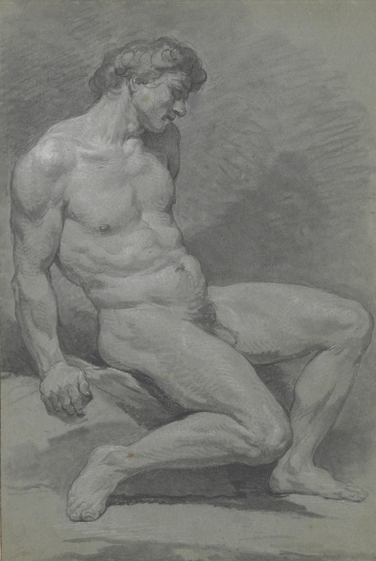 Seated Male Nude Facing Right by Николя Бернар Леписи — digital art print download