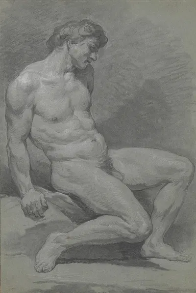 Seated Male Nude Facing Right by Николя Бернар Леписи — digital art print download