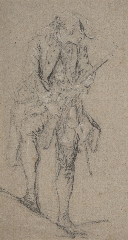 Standing Hunter Holding a Rifle by Николас Ланкре — digital art print download