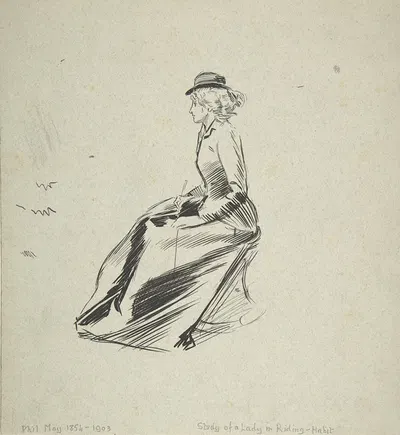 Study of a Lady in a Riding Habit by Фил Мэй — digital art print download