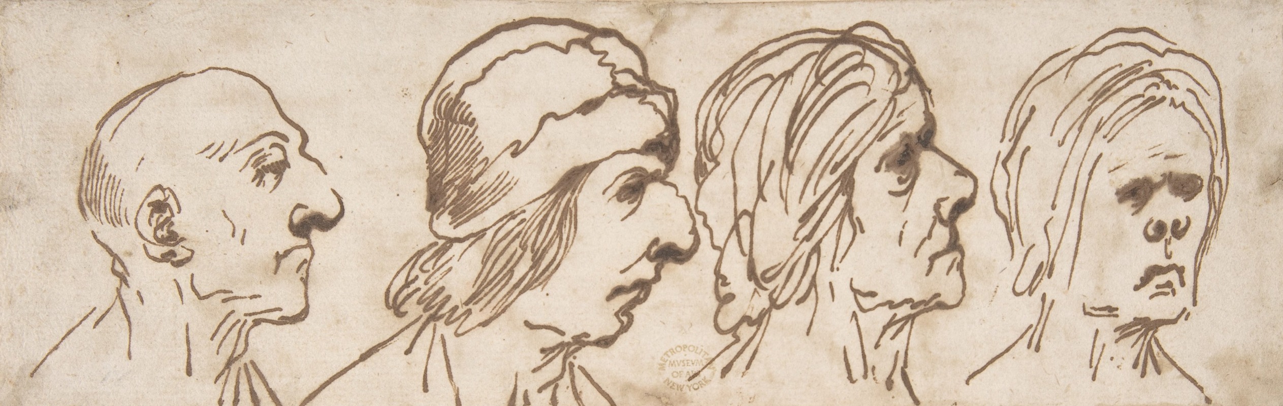 Four Caricatured Heads by Пьер Франческо Мола — digital art print download