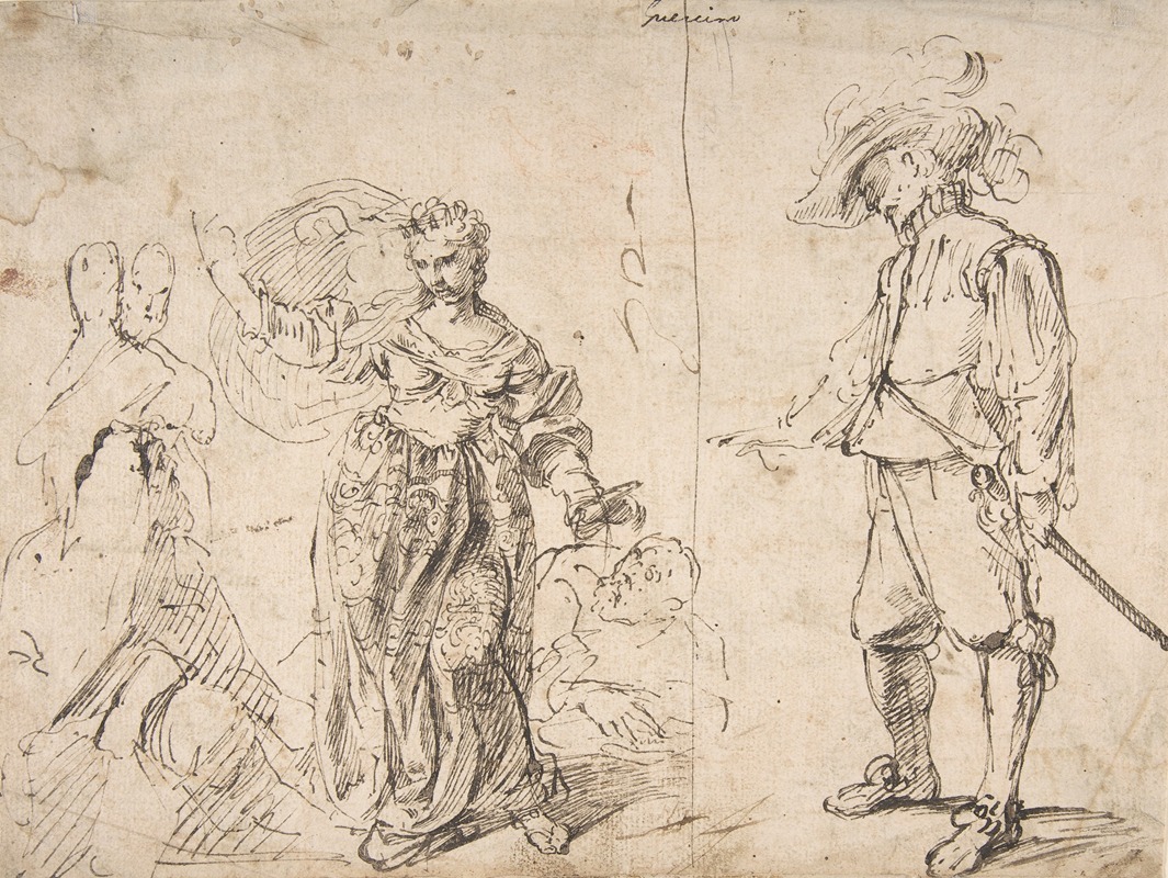 Sheet with Figure Studies by Pietro Novelli — digital art print download