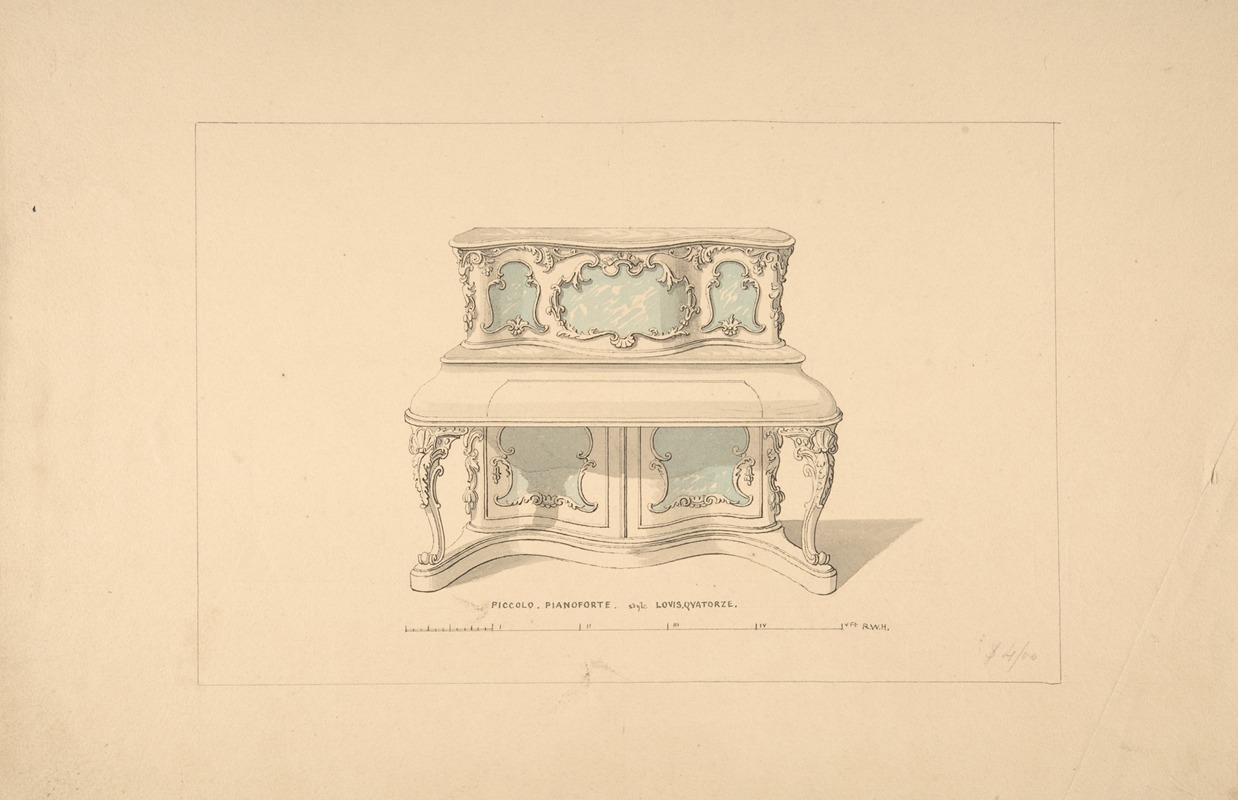 Design for Piccolo Pianoforte, Louis Quatorze Style — Robert William Hume
