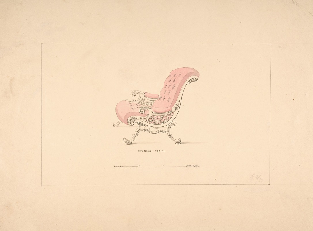 Design for Spanish Chair by Robert William Hume, 1835–1900 — digital art print download