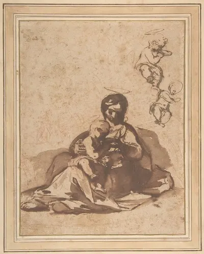 Studies for a Rest on the Flight into Egypt by Rutilio Manetti, 1571–1639 — digital art print download