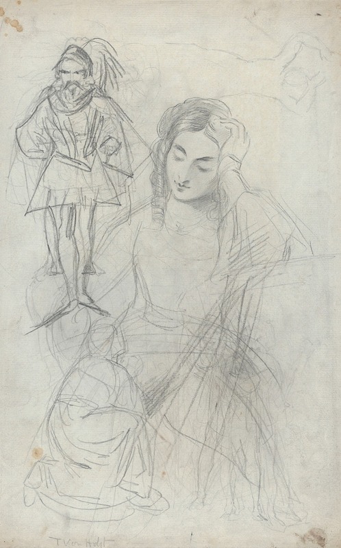An Equestrian Figure and Other Studies by Теодор фон Холст — digital art print download