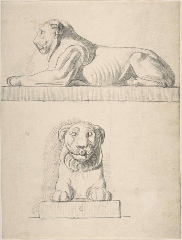 Classical Sculpture of a Lion, Front and Side Views — Thomas Hardwick