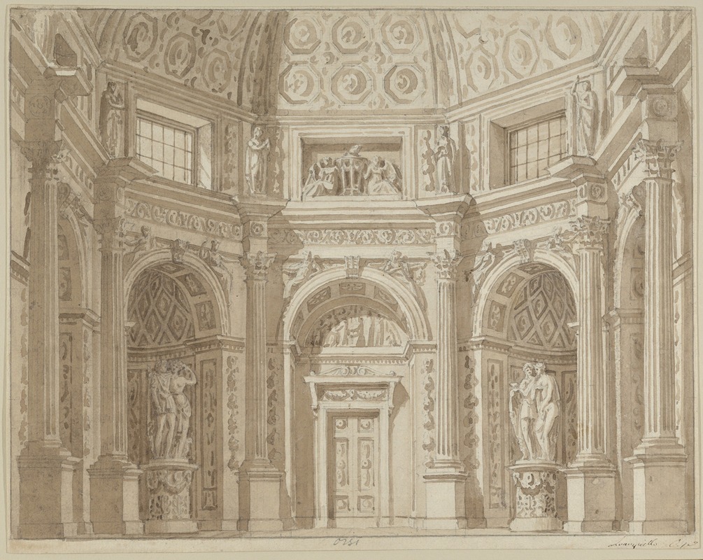 Interior of an Octagonal Room by Транквилло Орси — digital art print download