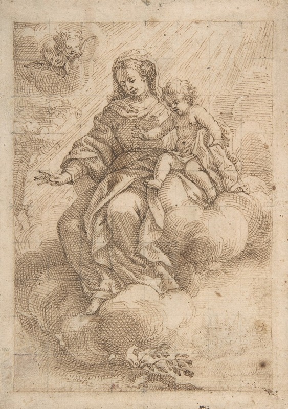 Madonna and Child Seated on Clouds — Vicente Salvador Gómez