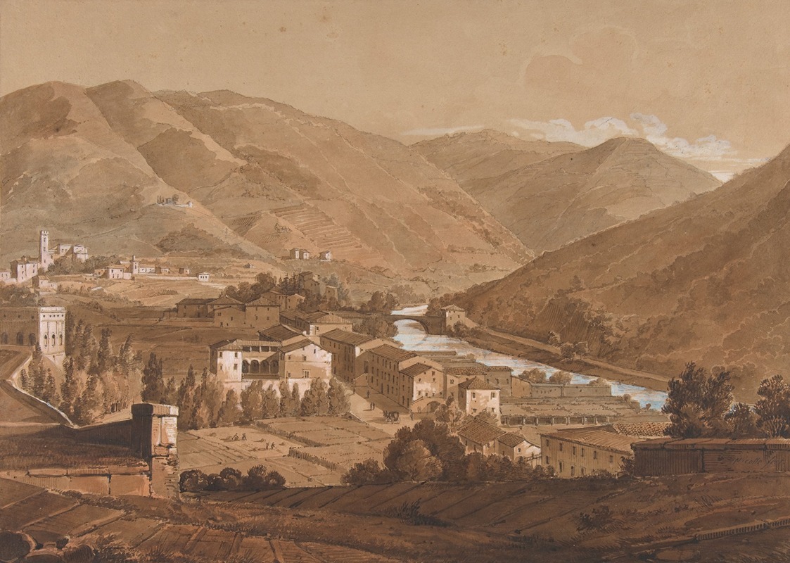 Town in an Alpine Valley by Виктор-Жан Николь — digital art print download