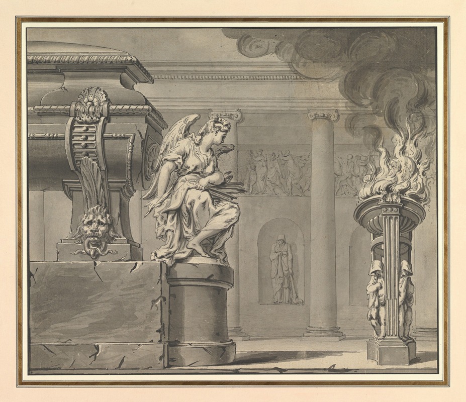 Classical Scene with a Tomb and Flaming Brazier — Workshop of Gilles-Marie Oppenord