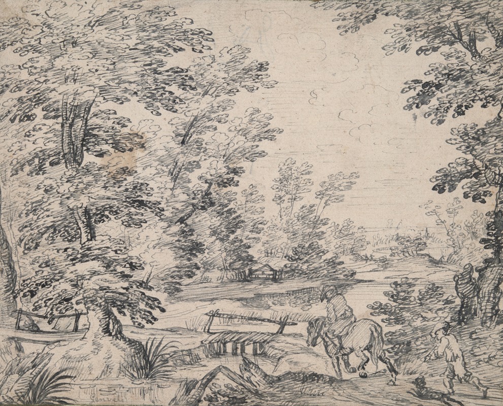 Landscape with Man on Horseback by Авраам Генойелс II — digital art print download