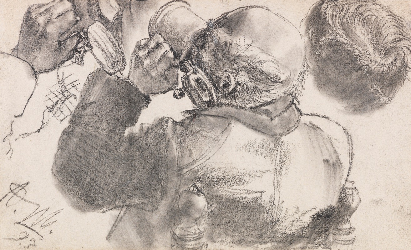Studie eines biertrinkenden Mannes by Адольф фон Менцель, 1893 — digital art print download
