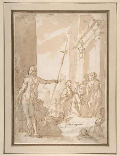 Unidentified subject; Standing Figure Placing a Scapular on a Kneeling Figure by Астольфо Петрацци, 1579–1665 — digital art…