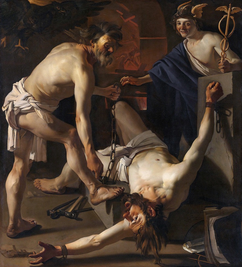 Prometheus Being Chained By Vulcan by Дирк Ван Бабюрен, 1623 — digital art print download