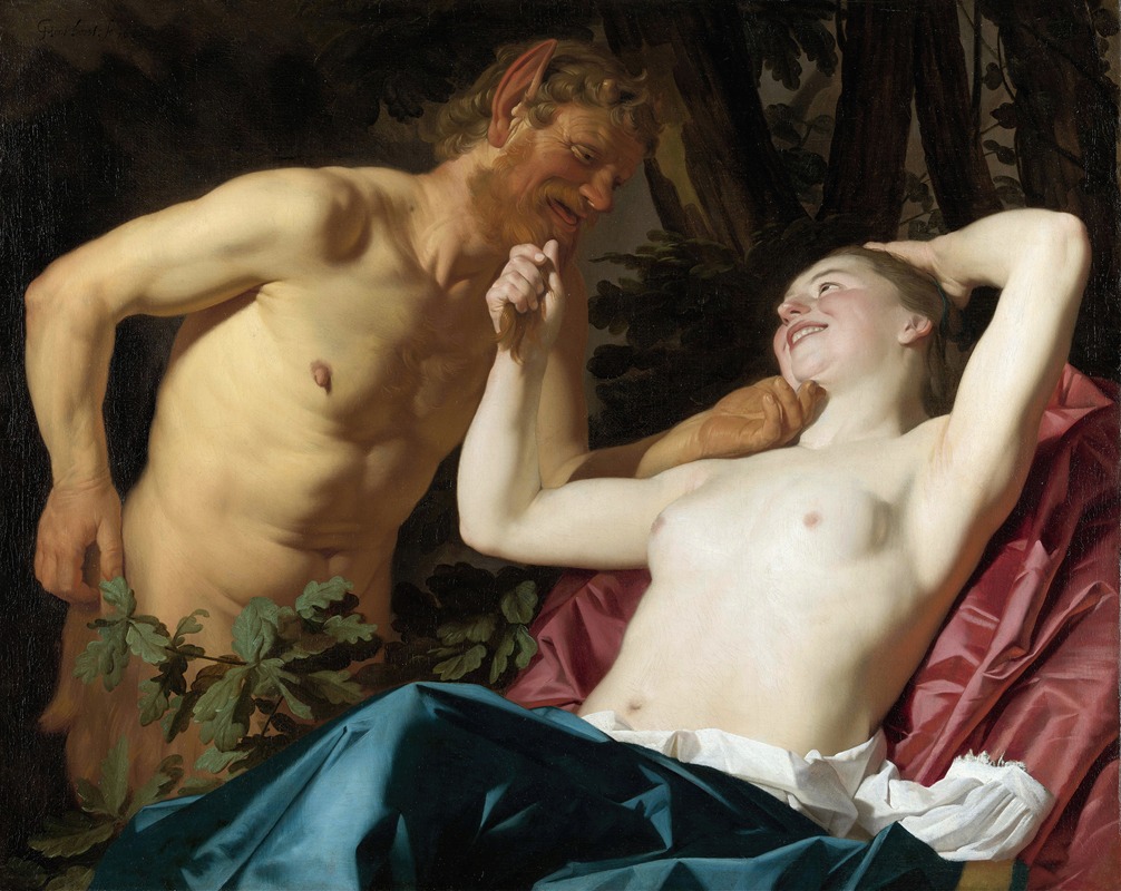 Satyr and Nymph by Жерар ван Хонтхорст, 1623 — digital art print download