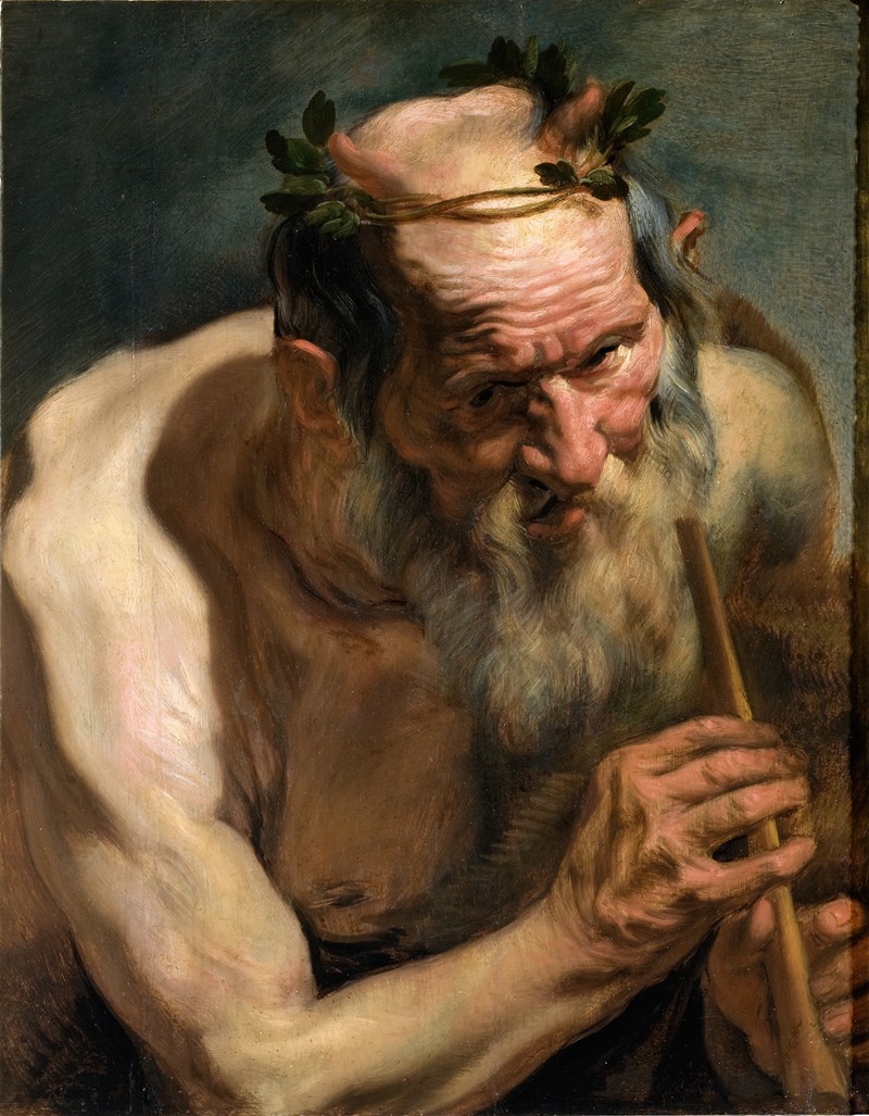 Old Satyr Holding a Flute by Якоб Йордаанс — digital art print download