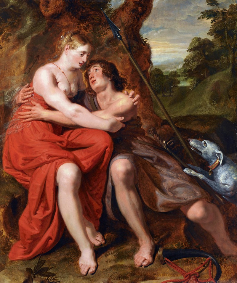 Venus and Adonis by Josse De Pape, 1629 — digital art print download