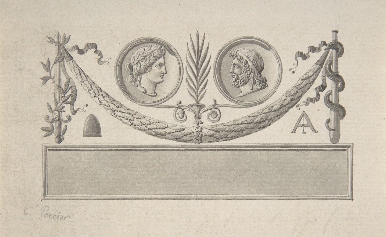 Vignette with Two Portrait Medallions by Charles Percier — digital art print download