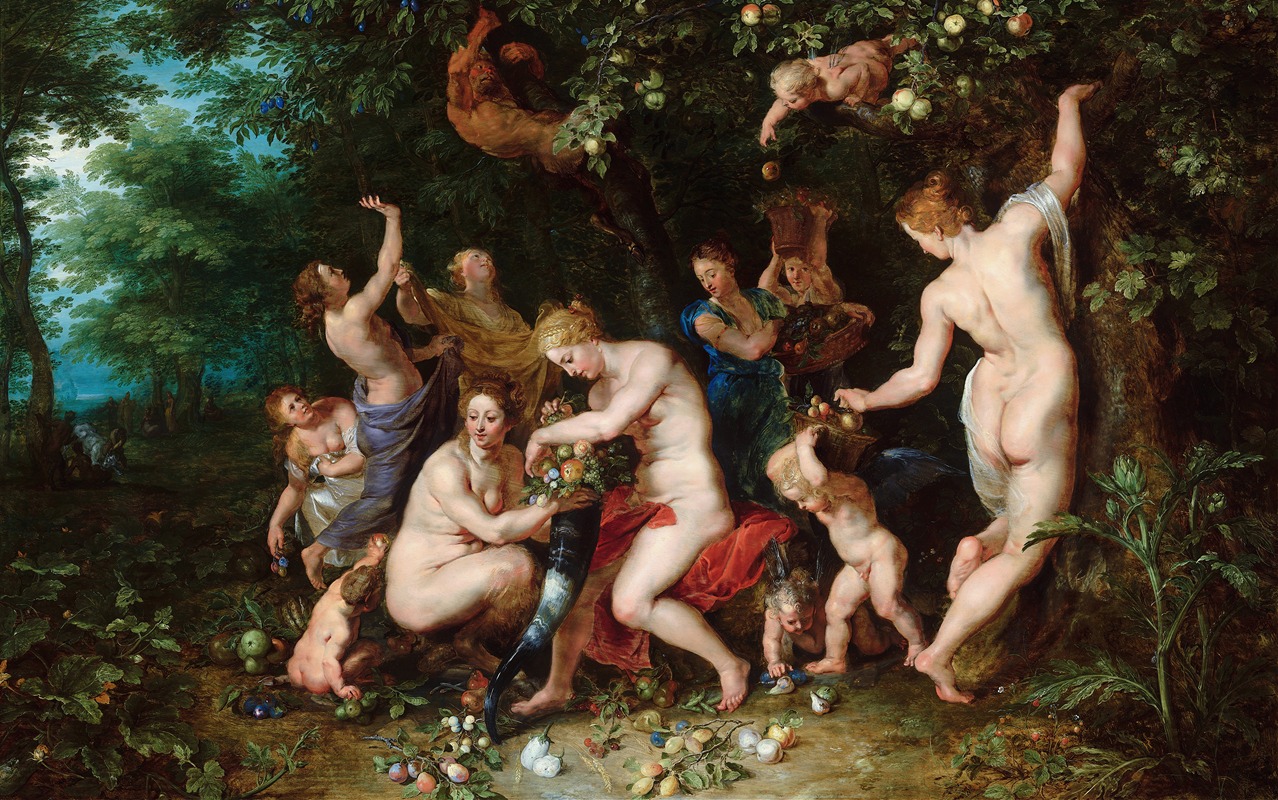 Nymphs Filling The Cornucopia by Петер Пауль Рубенс, 1615 — digital art print download