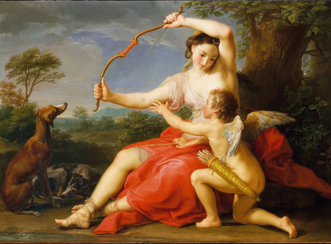 Diana and Cupid by Помпео Батони, 1761 — digital art print download
