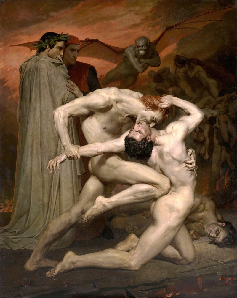 Dante and Virgil in Hell by Уильям Бугеро, 1850 — digital art print download
