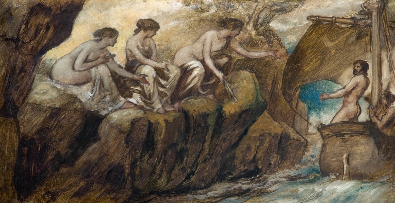 Ulysses And The Sirens by Эдвард Кальверт, 1880 — digital art print download