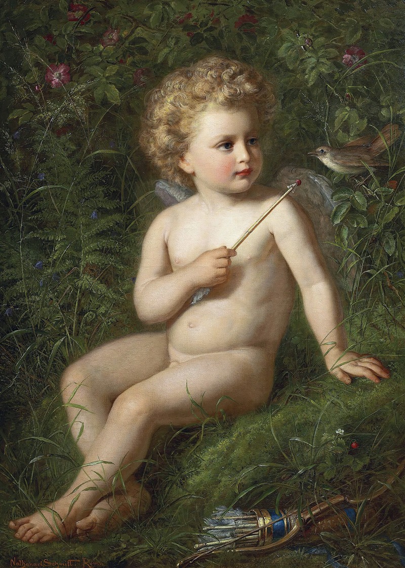 Putto Feeding A Strawberry To A Bird — Nathanaël Schmitt