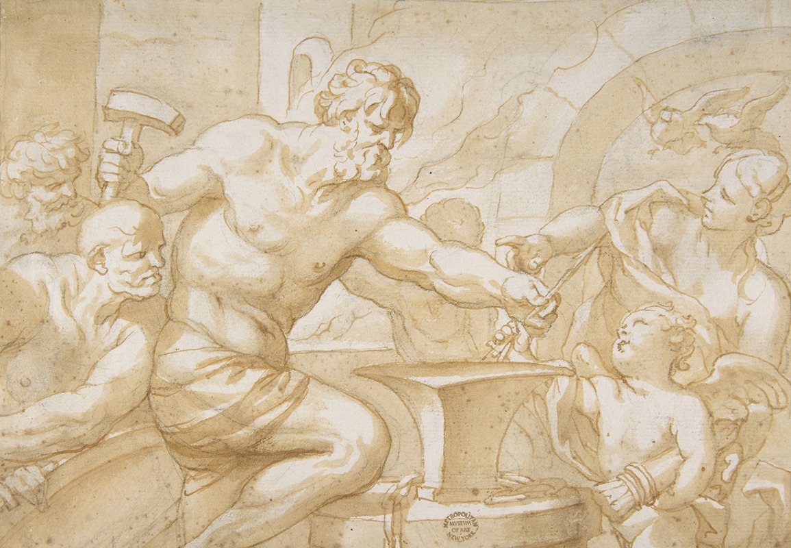 Venus and Cupid in Vulcan's Forge by Доменико Пиола, 1627–1703 — digital art print download