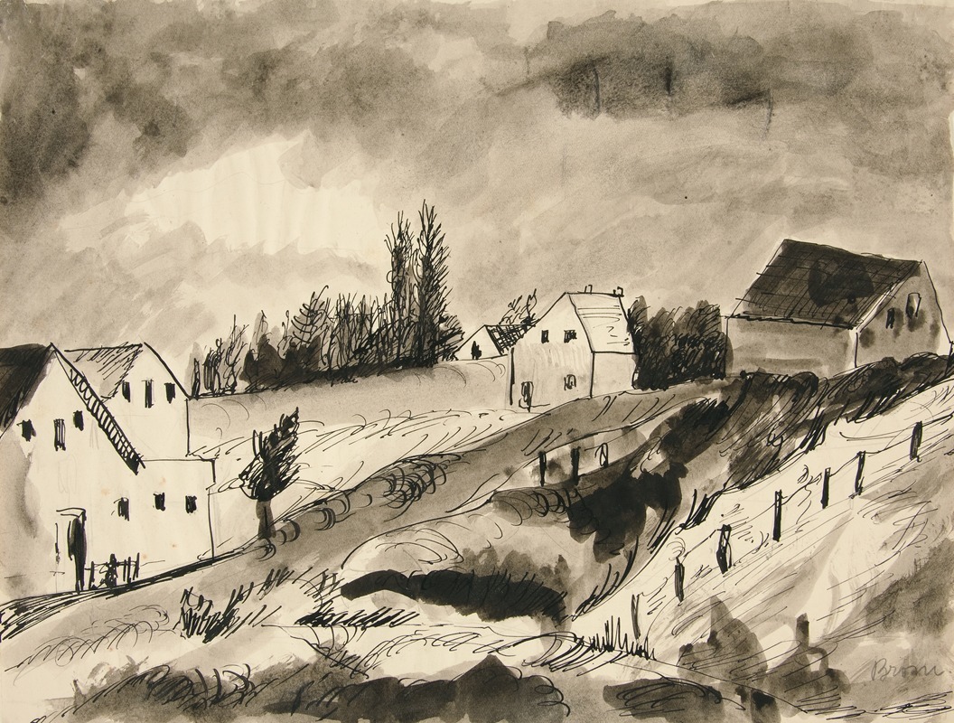 Landscape with Houses by Дора Бромбергер — digital art print download