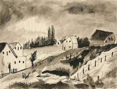 Landscape with Houses by Дора Бромбергер — digital art print download