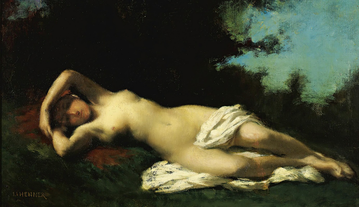 A Nymph In A Wooded Landscape — Jean-Jacques Henner