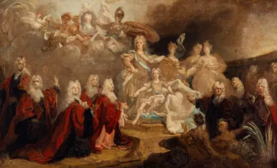 Allégorie des fiançailles de Louis XV avec l'infante Marie-Anne-Victoire d'Espagne (1722) by Николас де Ларжильер, 1722 —…