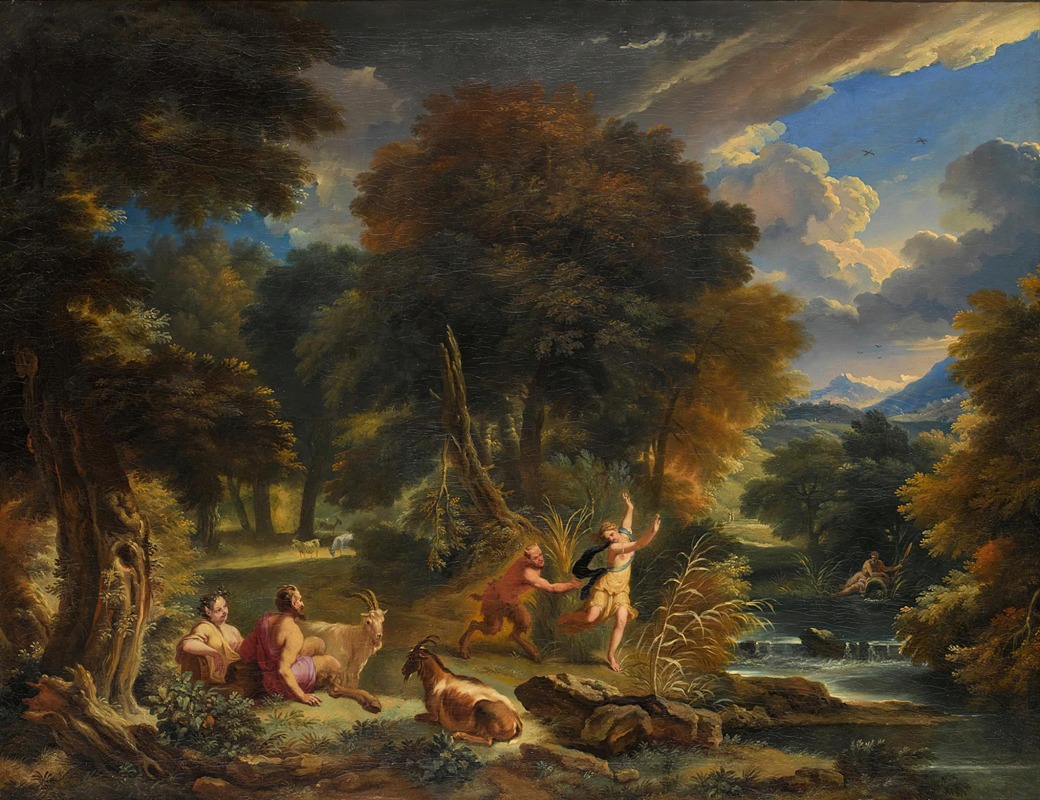 Pan And Syrinx In A River Landscape — Pieter Mulier the Elder
