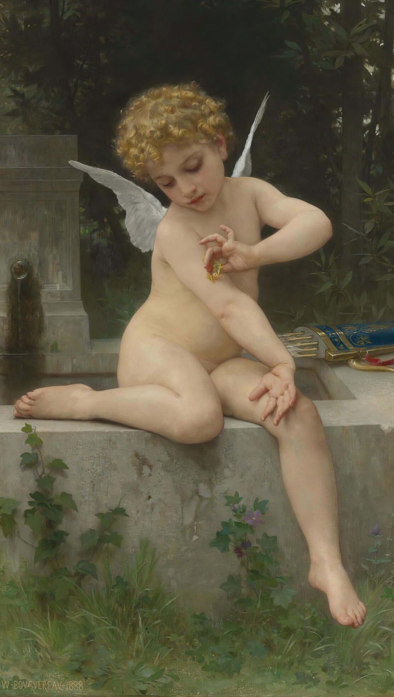L'amour Au Papillon by William Bouguereau, 1888 — digital art print download