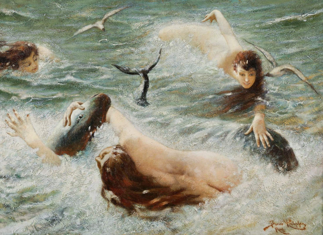 Spielende Nymphen by Бенеш Кнюпфер — digital art print download