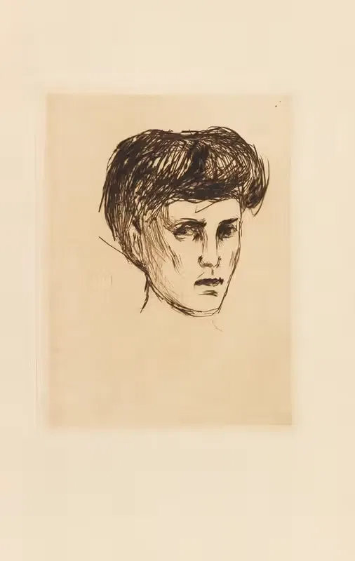 Женская голова by Эдвард Мунк, 1907 — digital art print download